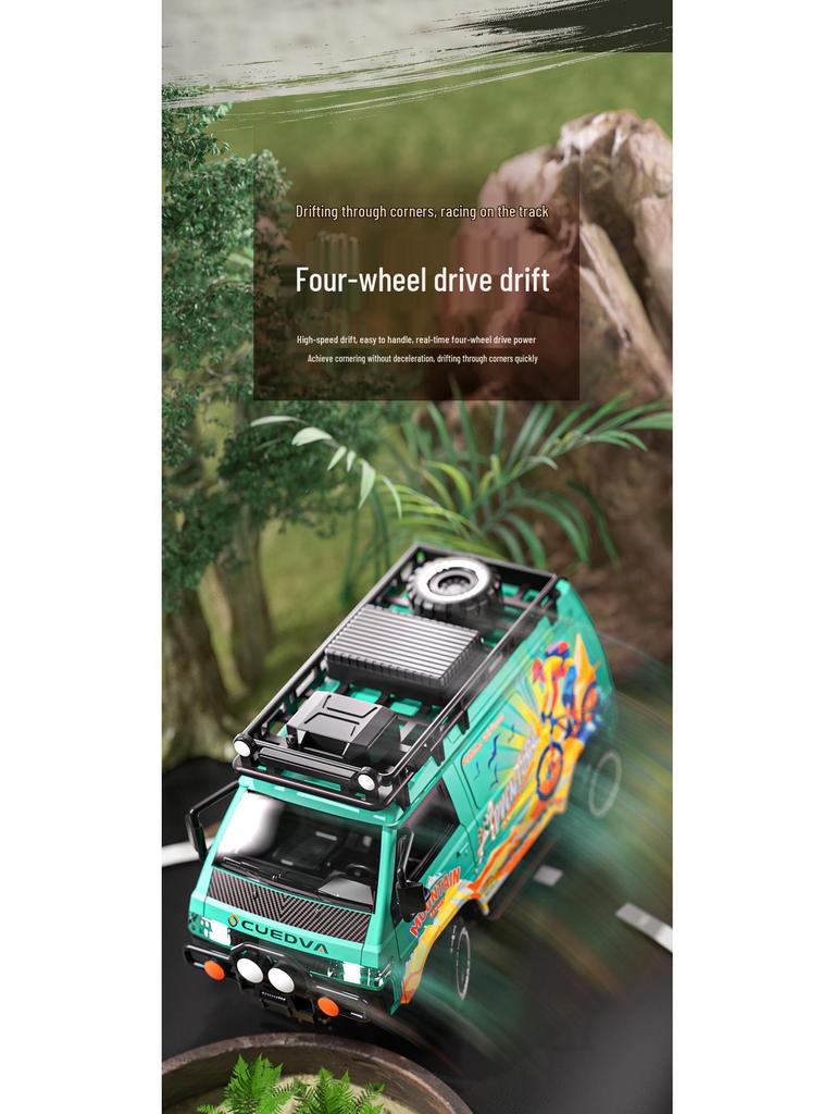 High-Speed RC Racing Van: 4WD, Drift, Rechargeable, Lights, Replaceable Tires, Off-Road Toy for Kids