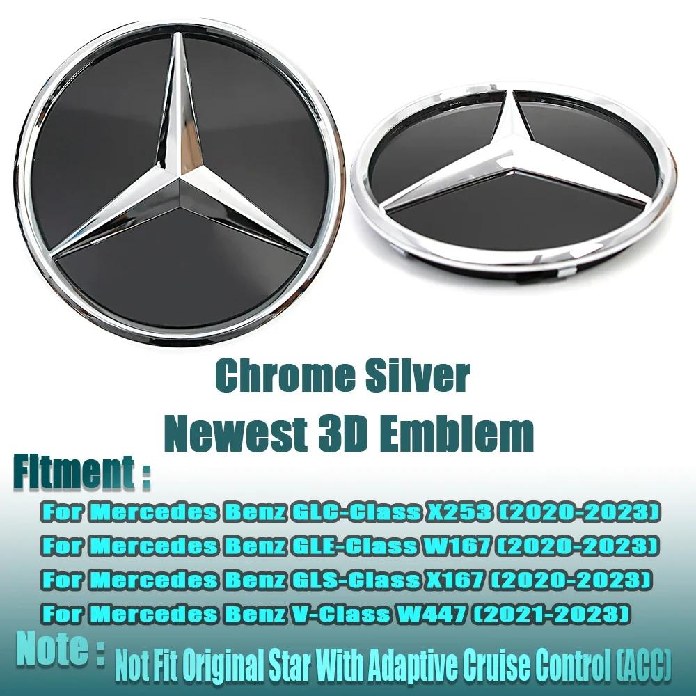 

Car Sticker For Mercedes Benz GLC X253 GLE W167 GLS X167 V W447 silver Border Newest 3D And Black Border LED Mirror Grille Star