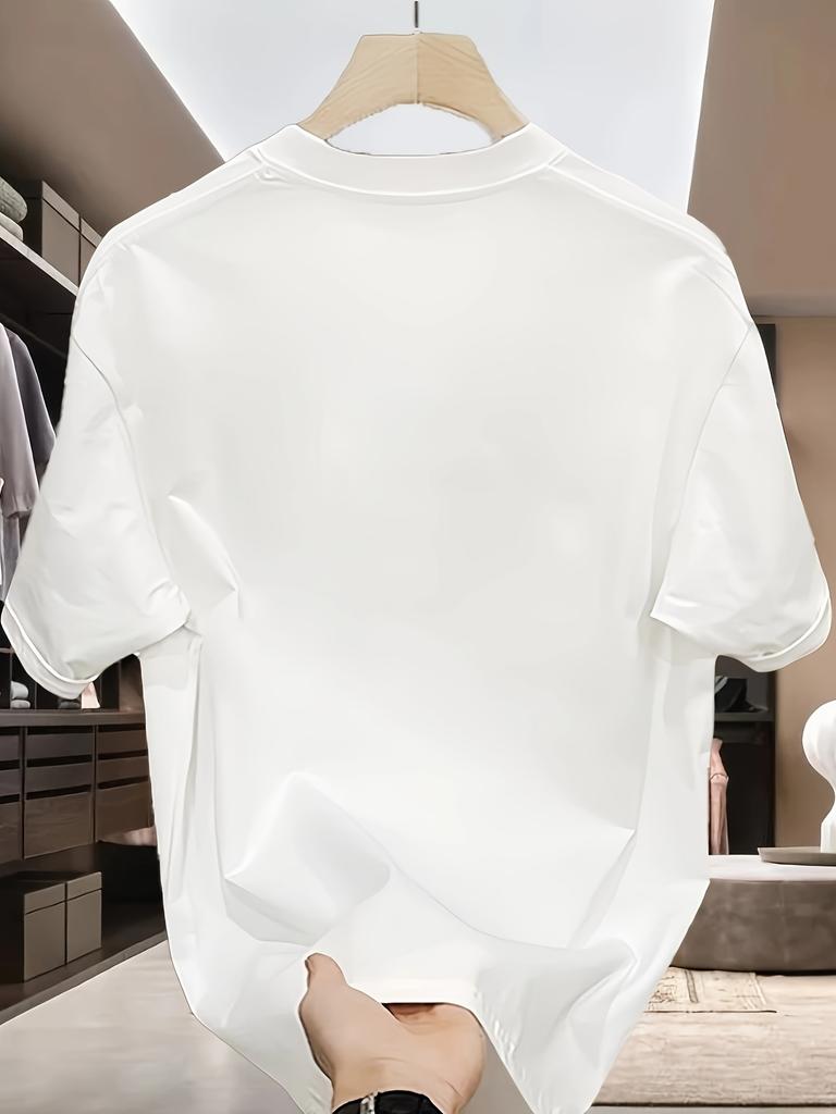 Men's Summer 100% Pure Cotton Money and Cross Graphic Print Fashionable Casual Sports Loose Round Neck Short Sleeved T-shirt