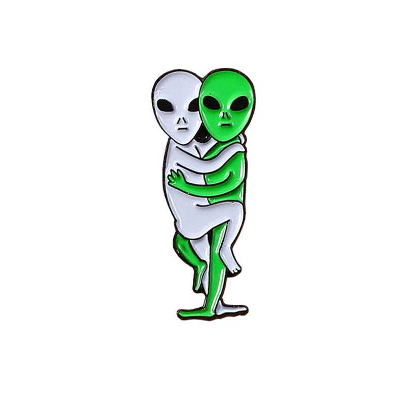 Scary Alien Hug Ghost Brooch