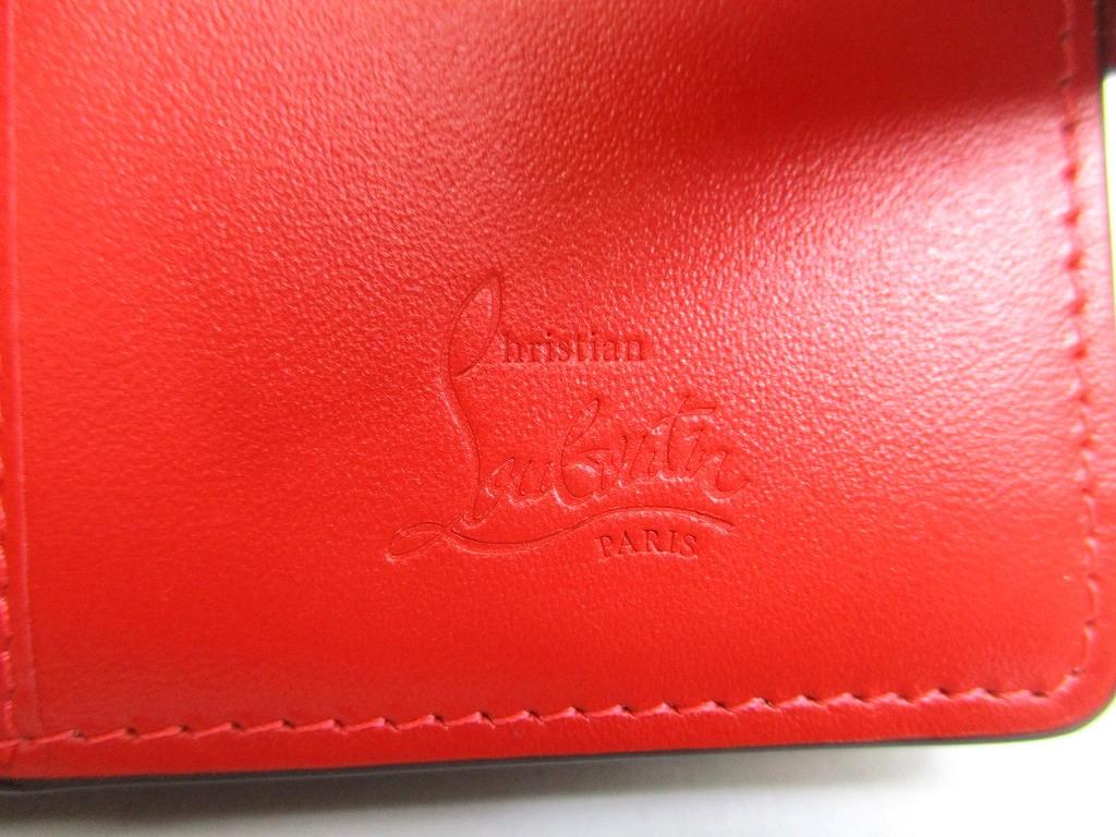 Authentic Christian Louboutin Loubi54 Black Red Leather Bifold Wallet #a911  Refurbished