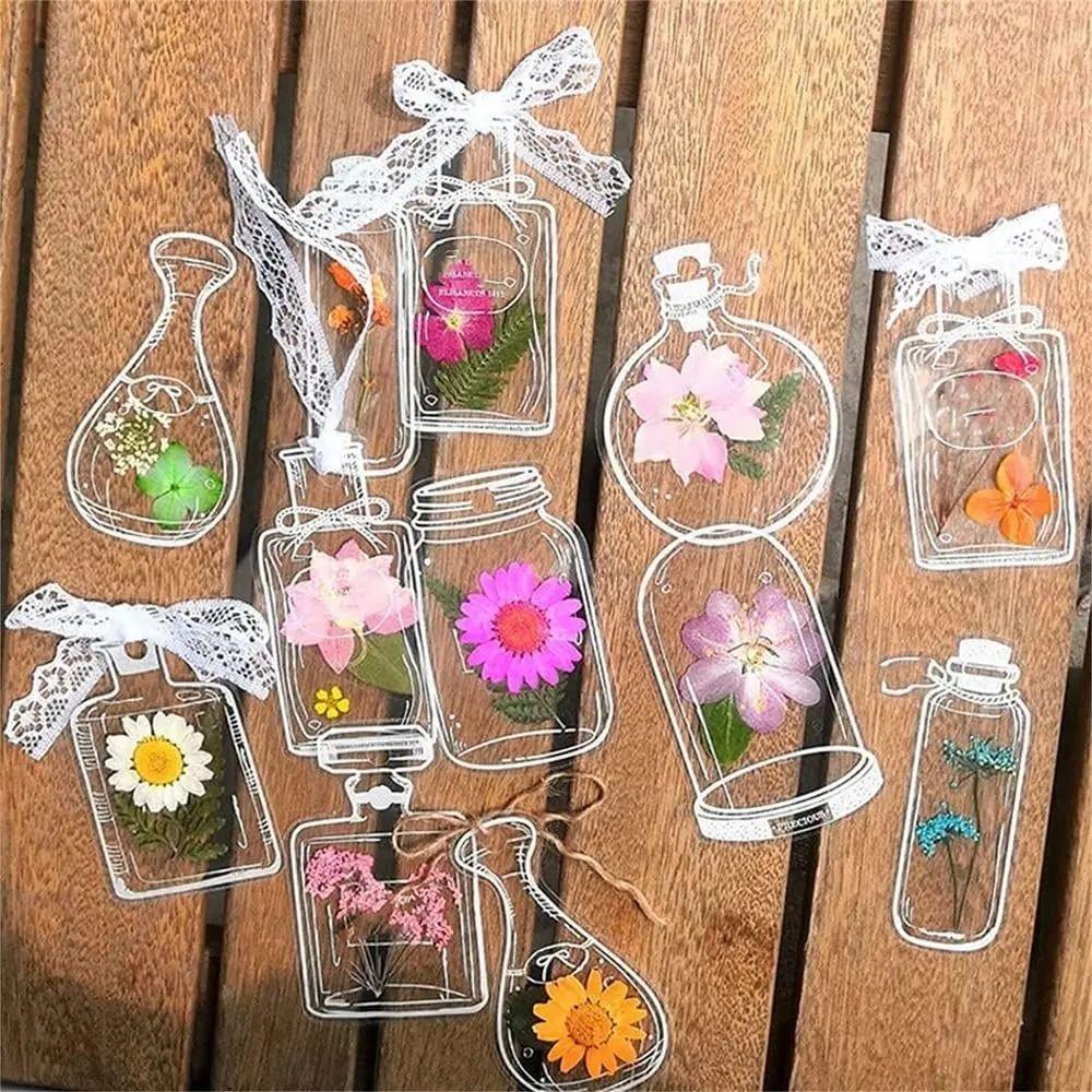 Handmade Pressed Flower Bookmark Transparent Herbarium Bookmarks Book Clip