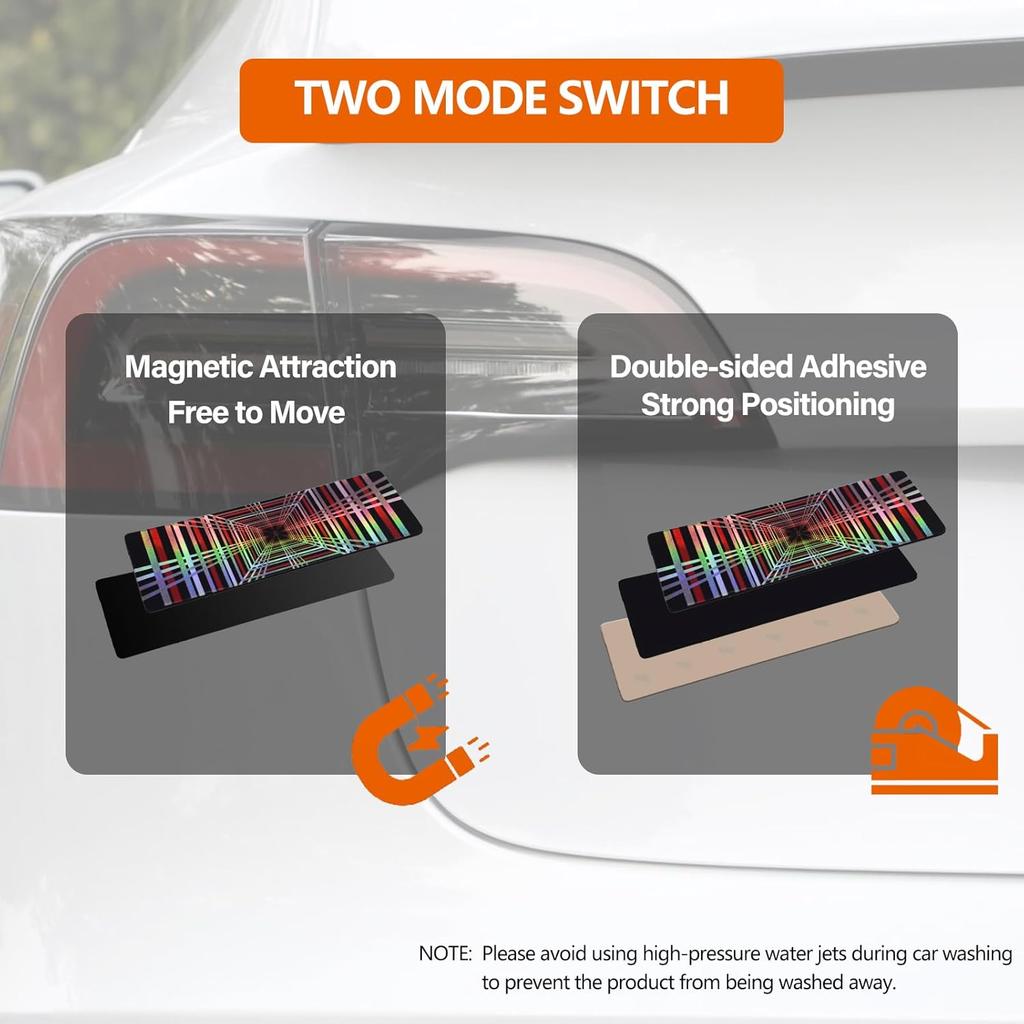 Magentic 3D Plaid Badge Decal Rear Trunk Magnet Performance Sticker Color-Shifting Decor Compatible with Tesla Model 3 Y X S