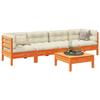 VidaXL Garden Lounge Set 5 Pcs with Cushions Wax Brown Solid Pine Wood 3299283
