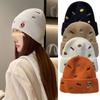 Women's Autumn and Winter Cute Bear Knit Knit Hat Outdoor Cold Warm Small Cap Couple Family Hat Travel Holiday Pullover Hat