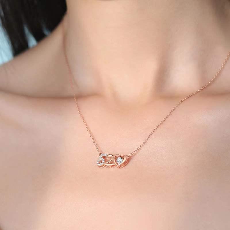 Beixi S925 Sterling Silver Pulsating Heart Rhinestone Necklace for Women