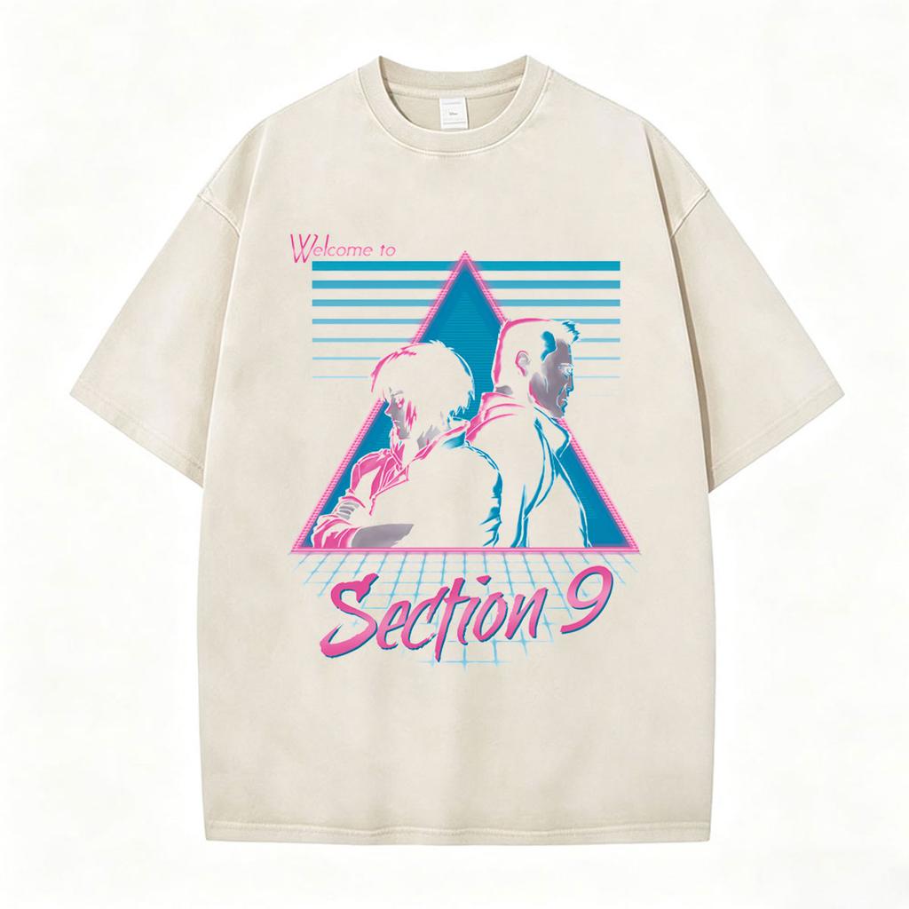 Anime Ghost In The Shell Motoko Kusanagi Vintage Washed T Shirts Men Women Clothing Casual Short Sleeve Oversized Tshirts Tops
