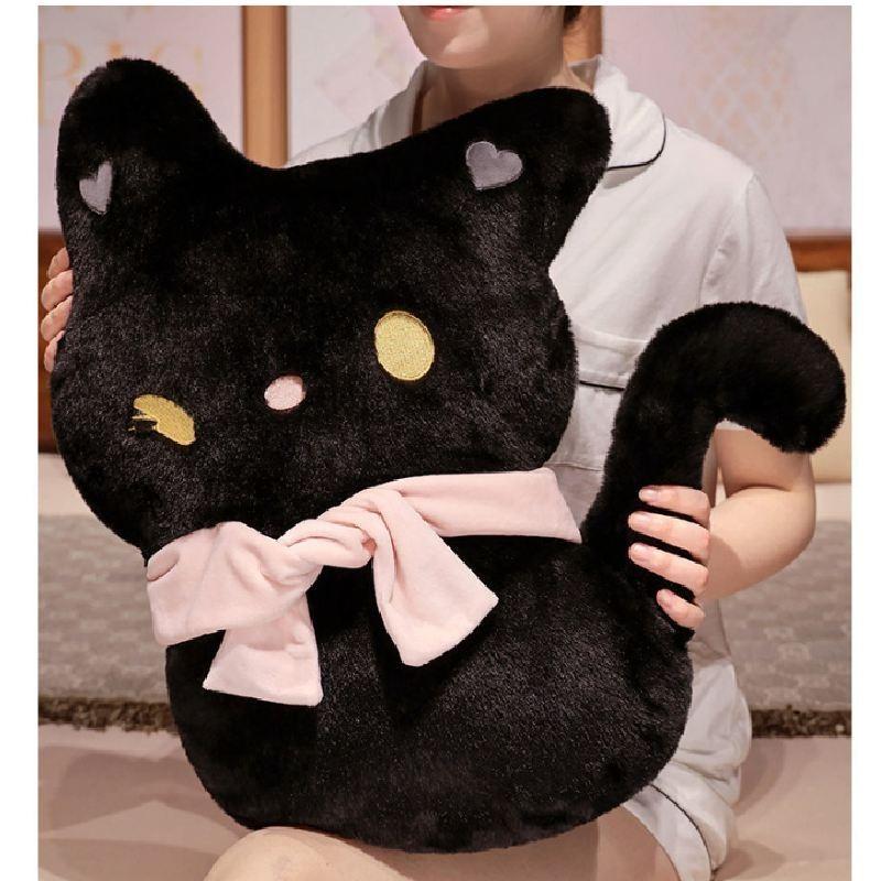 Adorable Plush Black Cat Stuffed Toy Soft And Cuddly Cartoon Kitty Pillow Gift