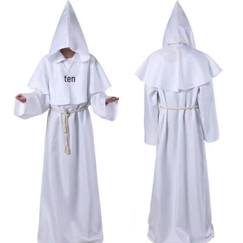 Halloween Medieval Monk Robe Costume - Friar, Wizard, and Priest Cosplay Outfit for Stage
