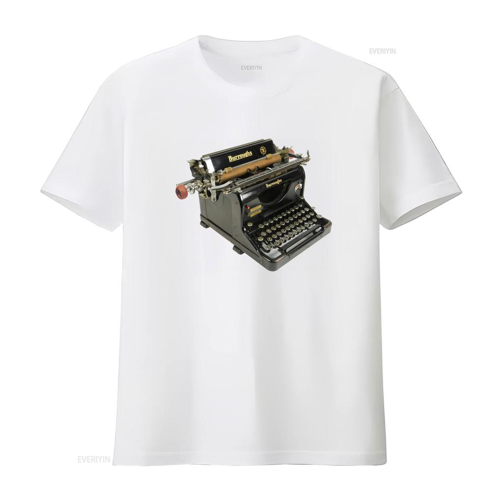 Vintage Burroughs Typewriter T Shirt for Retro Tech Lovers vintage Washed streetwear designer clothes Versatile Casual Stylish
