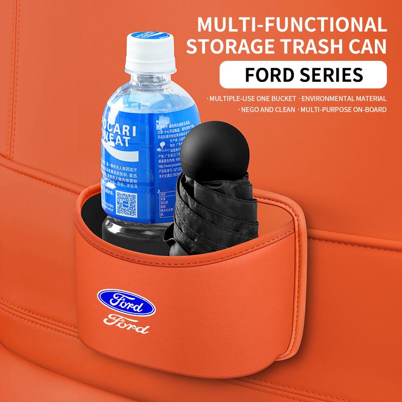 BBBK3 For Ford Mondeo Focus Explorer Escape Kuga Everest Bronco F-150 Ranger Transit Car Leather Storage Box Garbage Container