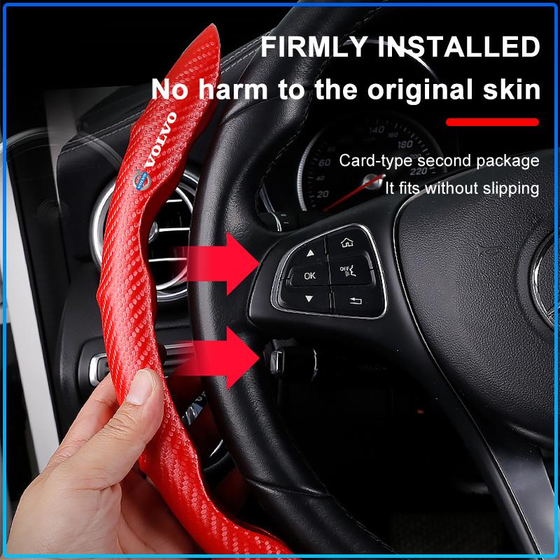 Non-Slip Universal Carbon Fiber Car Steering Wheel Cover For Volvo Rdesign XC90 S60 XC60 V70 S80 S40 V50 V40 V60 C30 S70