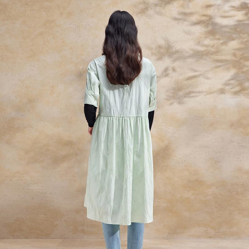 Broadcast Women's Artistic Pleated Short-Sleeve Midi Dress