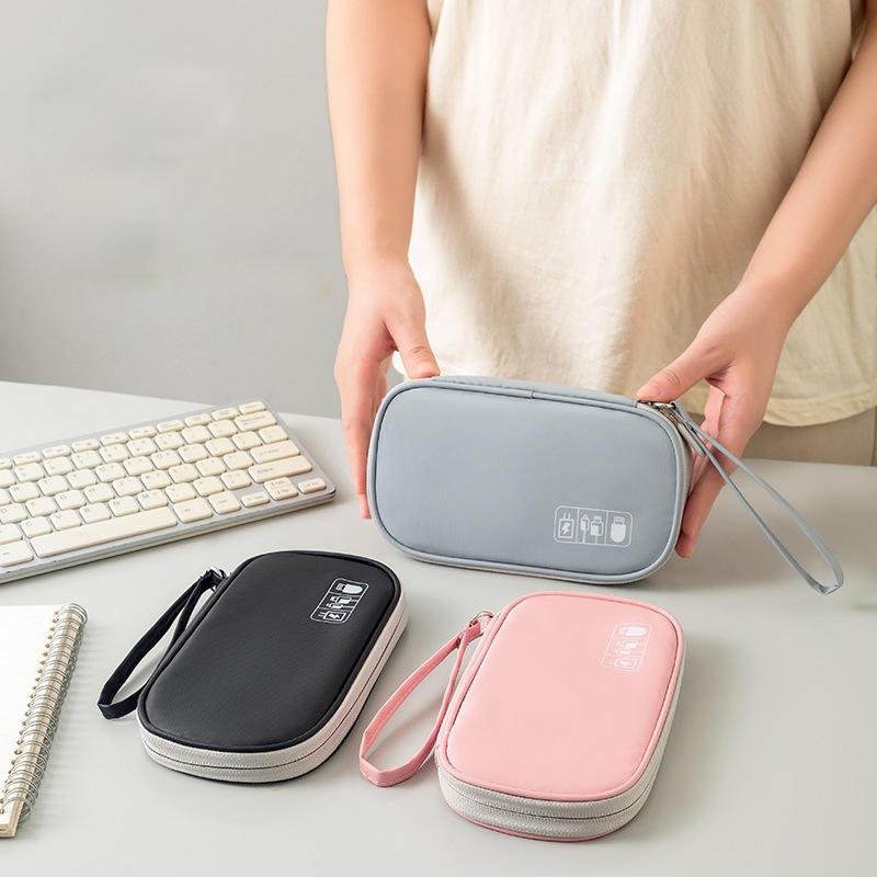 Portable Travel Accessories Organizer Pouch for Power Bank Phone Anti Shock Earbuds Case Handheld Small Electronics Storage Bag