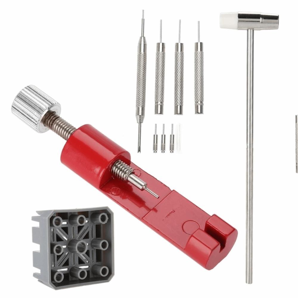 10Pcs Red Watch Repair Tool Set Various Combinations Wristwatch Kit Strap Link Holder  Band Removal