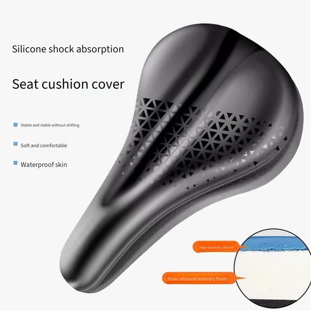 Thick Silicone Bicycle Saddle Cover Super Soft Shock Absorption Waterproof Seat Pad for Mountain Road Bike