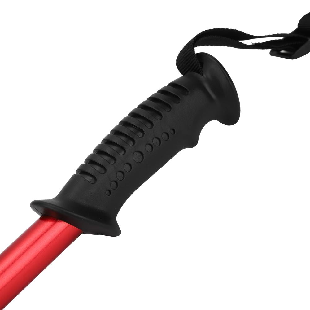 Outdoor Aluminium Alloy 4-Sections Suspension Straight Handle Pole Walking Stick Alpenstock for Climbing Camping