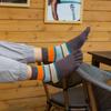 Men's Cotton Five-Toe Socks: Mid-Calf, High-Waist, All-Season, Medium Thickness, Wide Stripes, Sweat-Absorbent, Seamless.