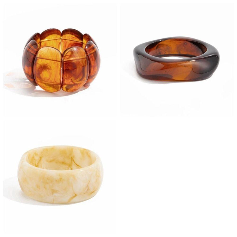 Geometric Irregular Wide Bracelet Bohemian Retro Hand Ring Exaggerated Acrylic Bangle  Gift