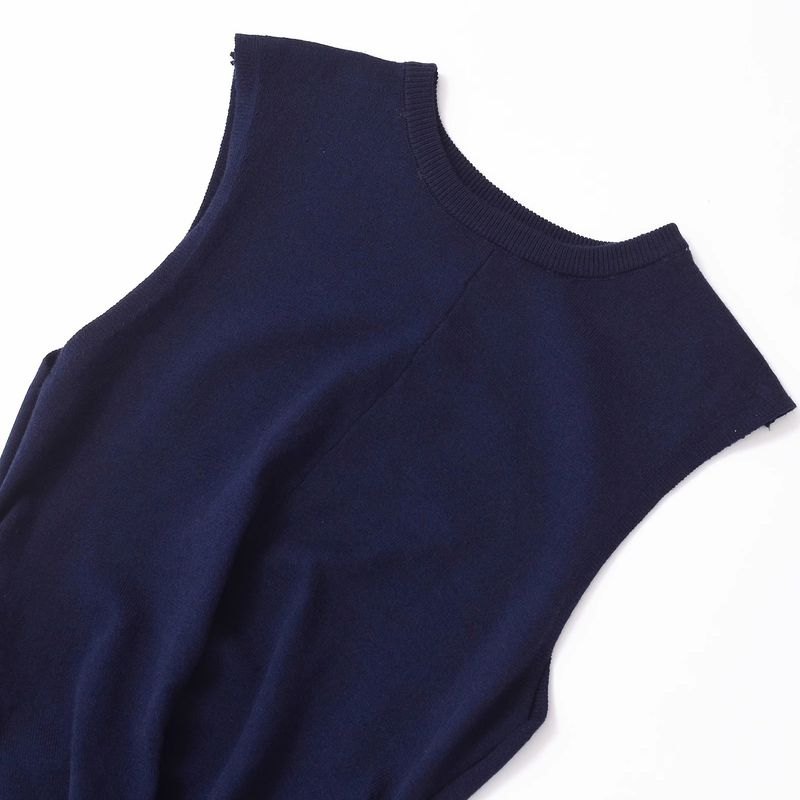 Zab Autumn New Women's Clothing Fashion Style French Style Design Fashion Front Cross Detail Knitting Dress