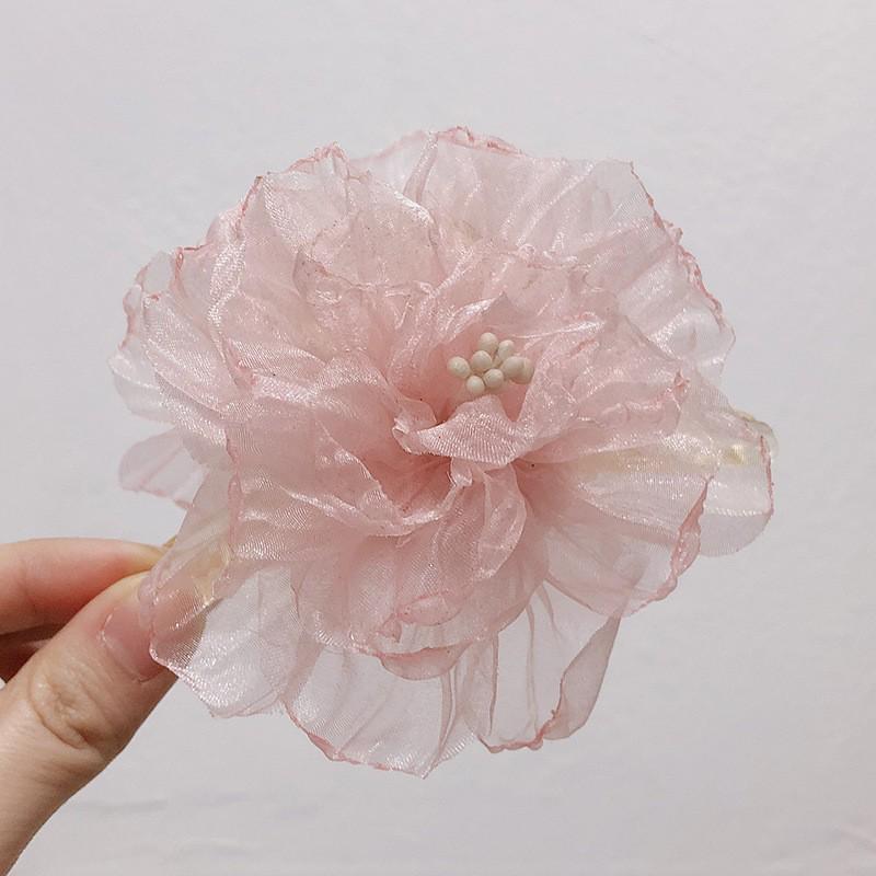 Große Farbverlauf Seidenrose Haarspange - 3D Blumendesign für Frauen, Perfekt für Fotos am Meer