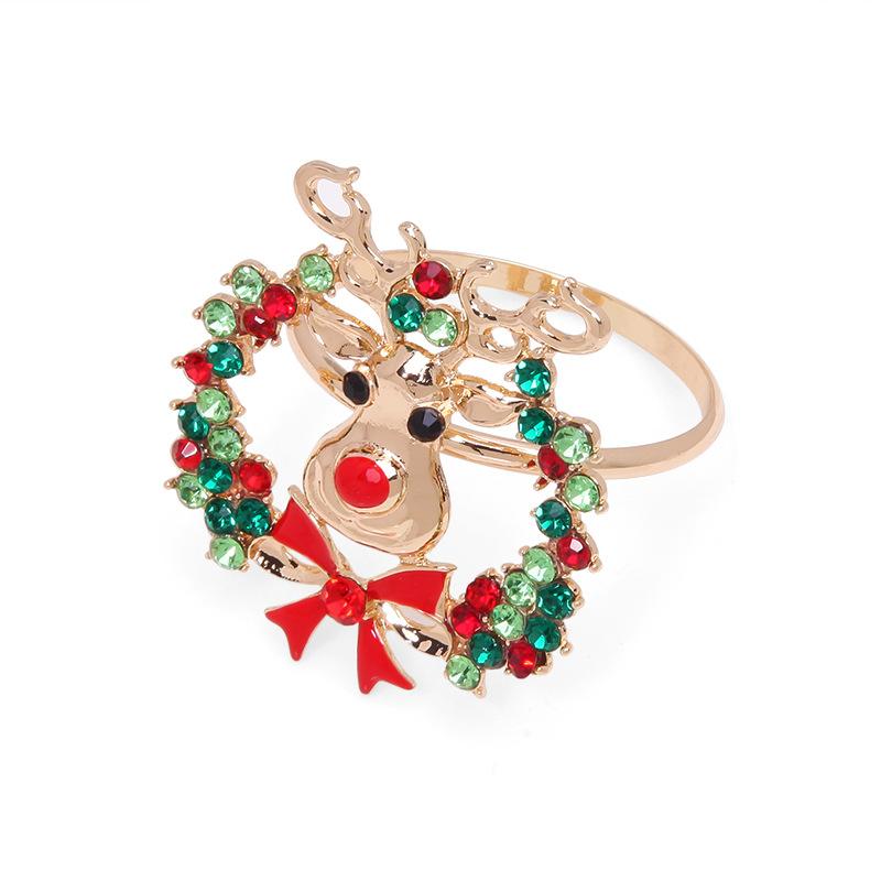 Hot Christmas Thanksgiving Ceremony Sense Napkin Ring Bell Elk Napkin Buckle Napkin Ring Decoration