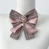 Korean Multi-layer Fabric Bow Brooch Rhinestone Crystal Shirt Collar Pins for Women Fashion Bowknot Jewelry Accessories