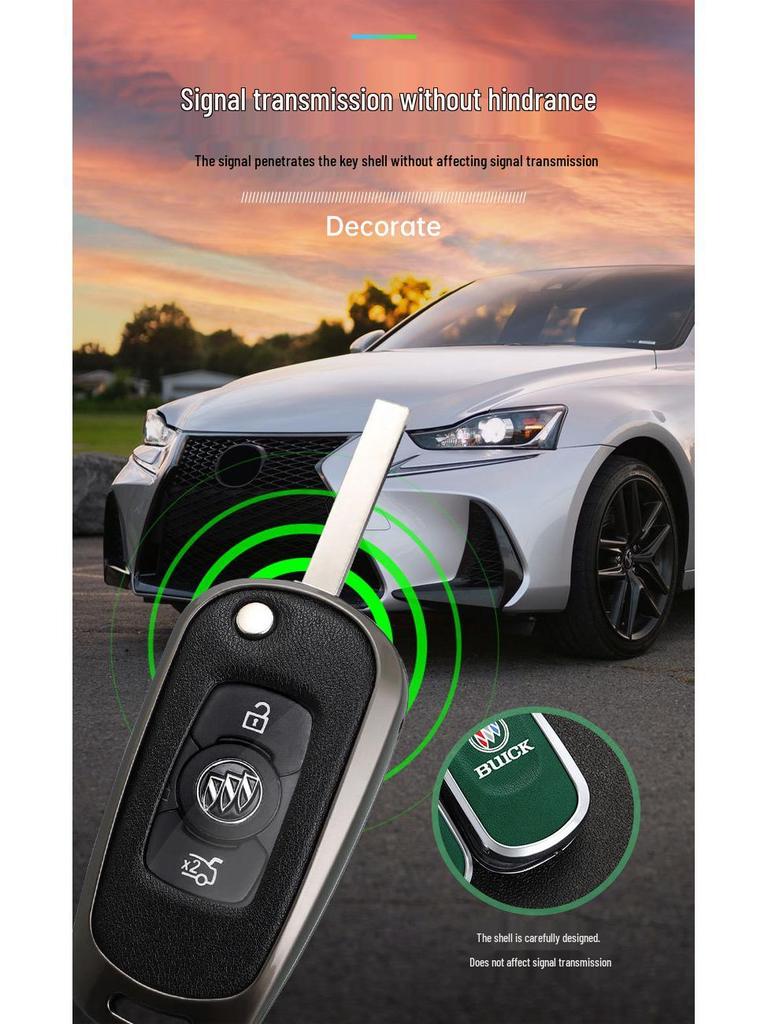 Leather Metal Car Key Cover for 16-17 Buick Verano GS Sedan/Hatchback