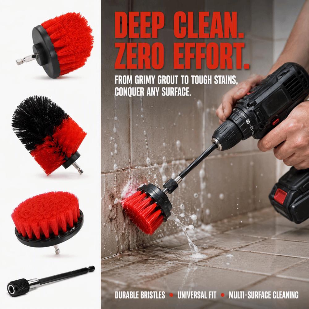 5Pcs Extension Rod Power Scrubber Brush Kit Nylon Bristles Cleaning Brush Attachment Floor Cleaning