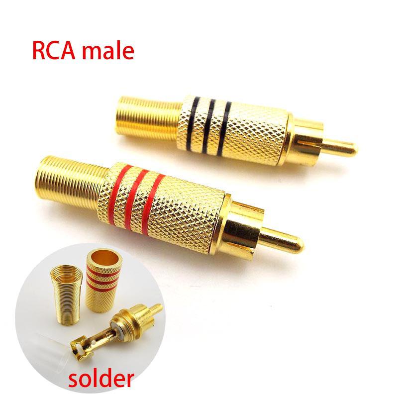 2PCS RCA Male Female Connector Socket Plug Adapter Solder Type for Audio Cable Video CCTV Camera