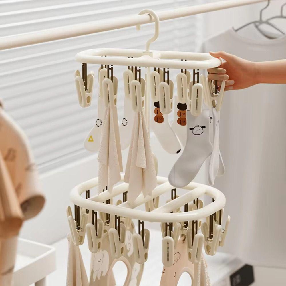 Thickened Design Sock Drying Rack 12/20 Clips Socks Organizer Holder Home Laundry