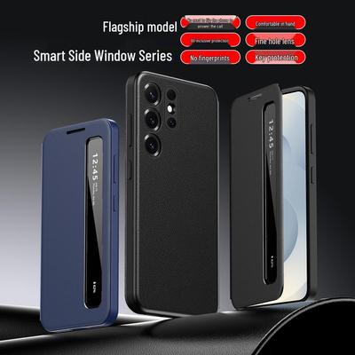 Samsung S26 Ultra Leather Phone Case with Smart Side Window, Sleep Function, Full Coverage, Drop-Proof Protection for A56/A16