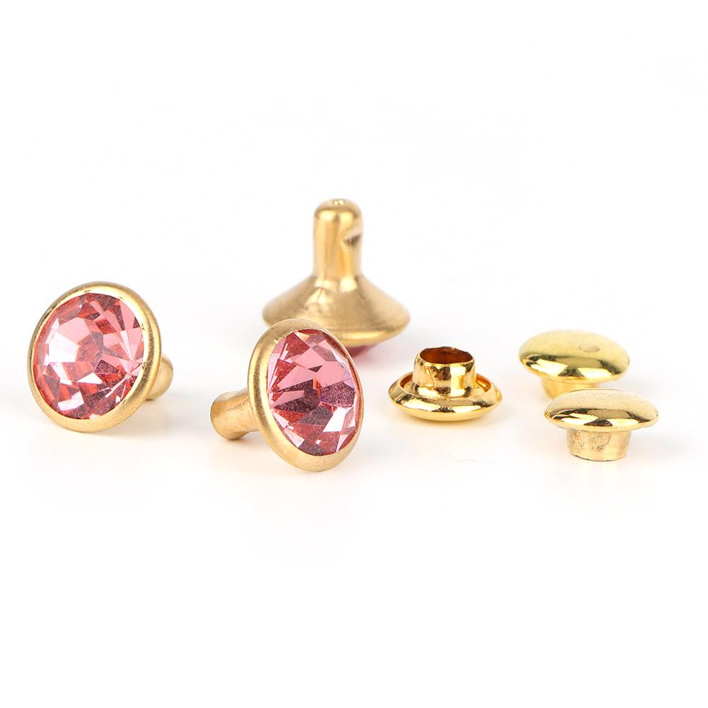 10PCS Colorful Rhinestone Rivets Cap Stud For Diy Craft Decoration(pink Crystal)