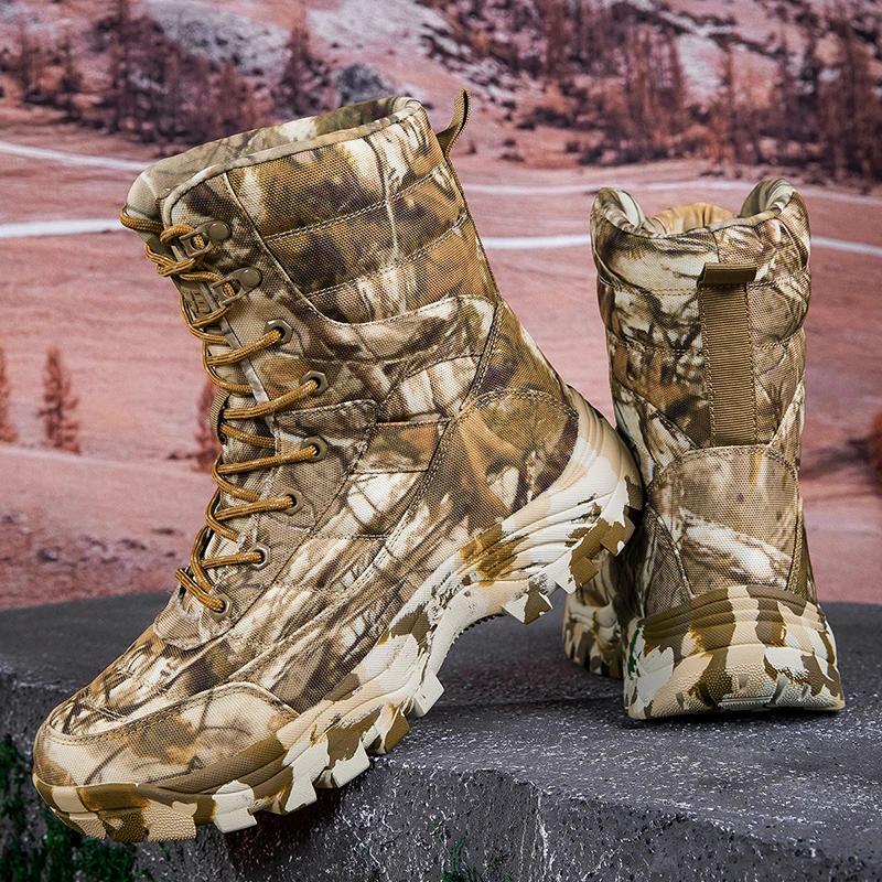 New Men's Camouflage Hiking Boots Platform Waterproof Hiking Boots Large Outdoor Water Wading Anti Slip Outdoor Boots Men's