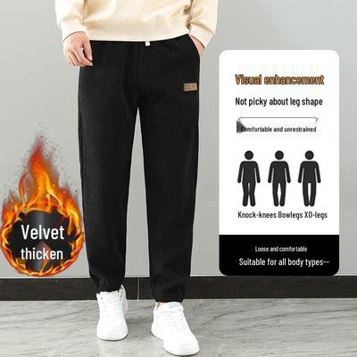 Men's Spring & Autumn Corduroy Joggers with Velvet Lining - Casual Sports Sweatpants