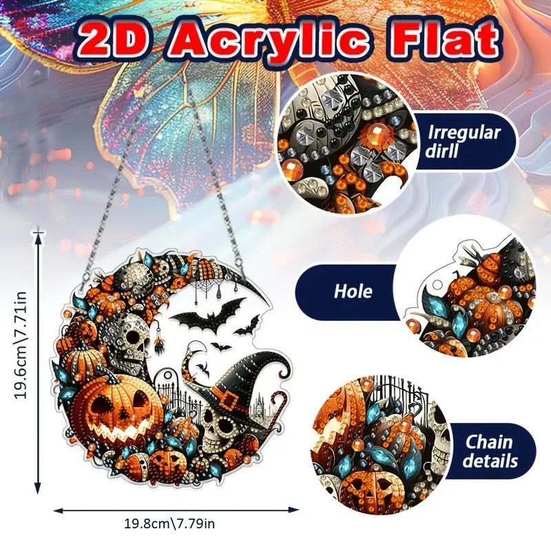 Halloween Witch Diamond Painting Garland Pendant Diamond Painting Wreath Decor DIY Diamond Garland Pendant Kit for Art Crafts