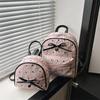 Women's Shoulder Backpack Bow Printed Large Capacity Casual Backpack Student Commuter Girls Small Backpack