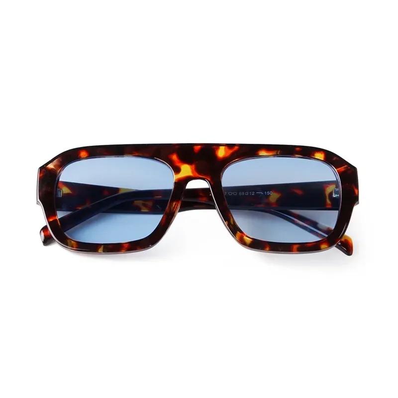 Vintage Yellow Oversized Square Sunglasses Women Men Luxury Designer Flat Top Tortoiseshell Sunglasses Lentes  Mujer S3917