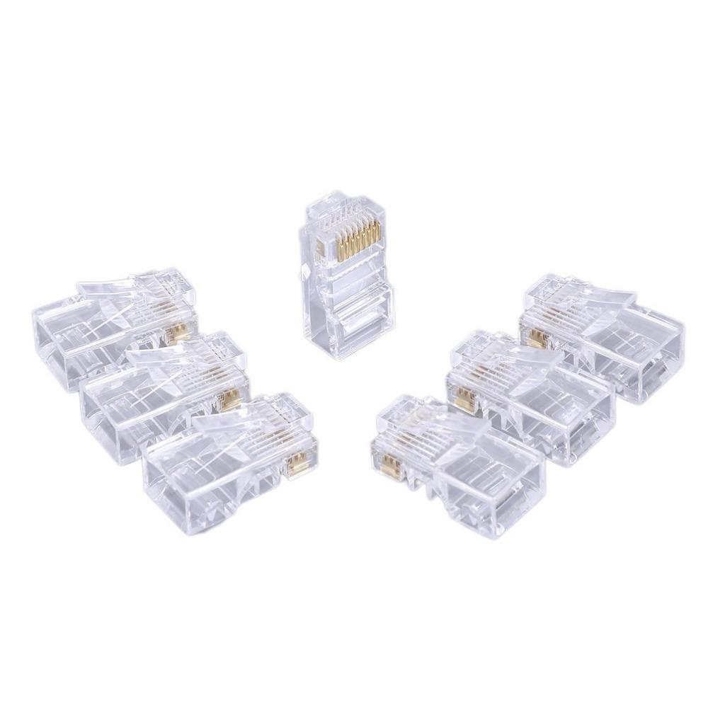 50/30PC RJ45 Ethernet Cables Module Plug Network Connector Crystal Heads Cat5 Gold Plated Network Cable Suitable for Computer TV