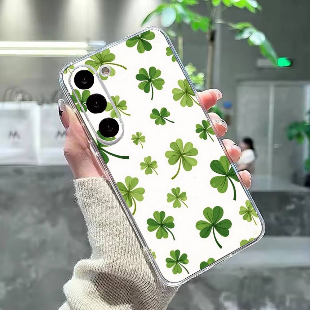 Four L-leaf clover Phone Case For Samsung Galaxy A91,80,73,72 ,71,53,52,32 ,31,22,21s,20,Transparent Case