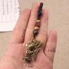 1Pc Vintage Brass Sanxingdui Prayer Priest Keychains Lanyard Pendants Handmade Rope Car Key Chain Rings Hanging