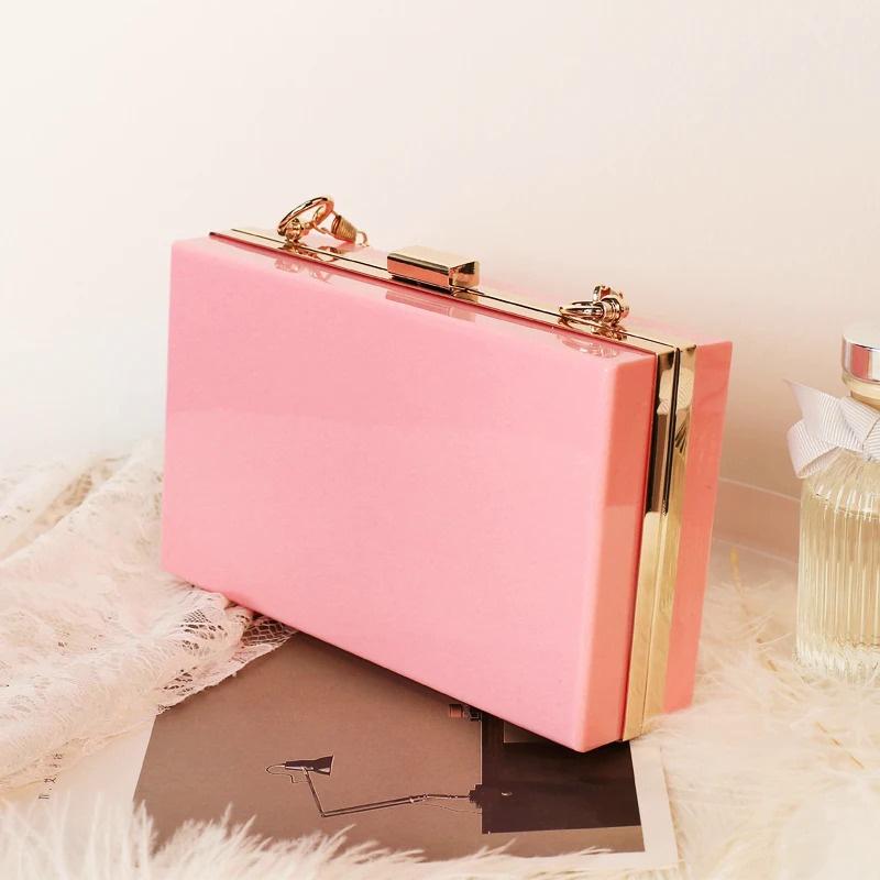 New Acrylic Transparent Women Clutch Bag Chain Luxury Brand Women Messenger Bag Evening Bag Handbag Chain Shoulder