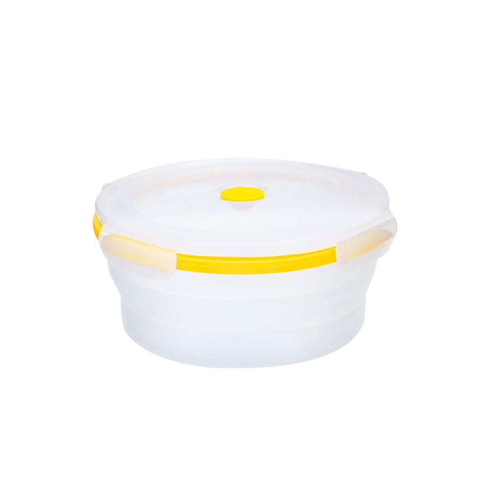 Portable Silicone Folding Bowl Round Sealed Fresh-keeping Travel Instant Fruit Bowls Microwave Oven Lunch Box.