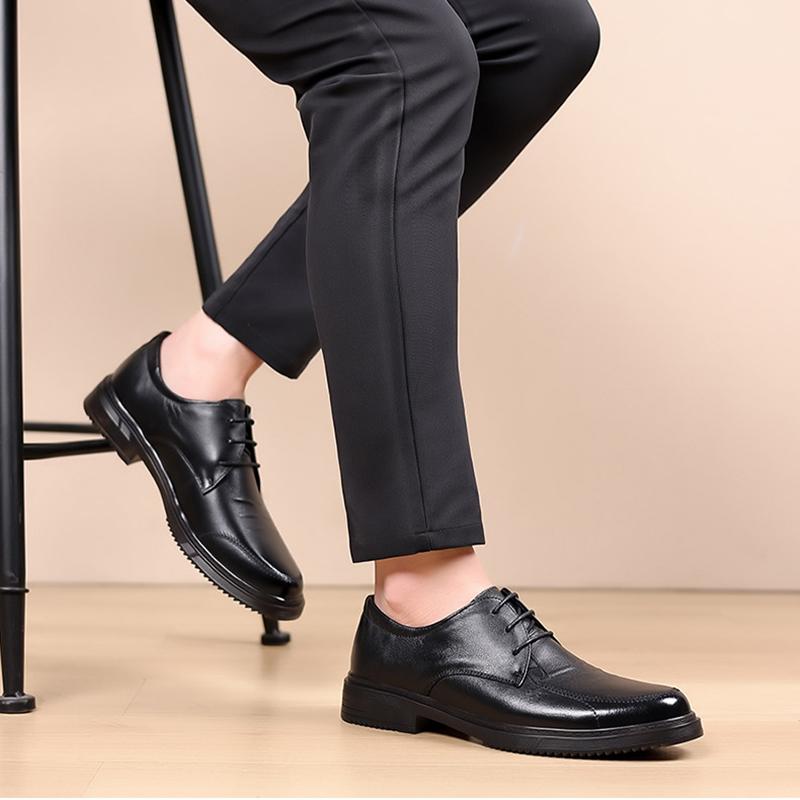 Genuine Leather Shoes Men's Leather Shoes Black Soft Leather Soft Bottom Men Elegant Casual Business Luxury Social Male Shoe