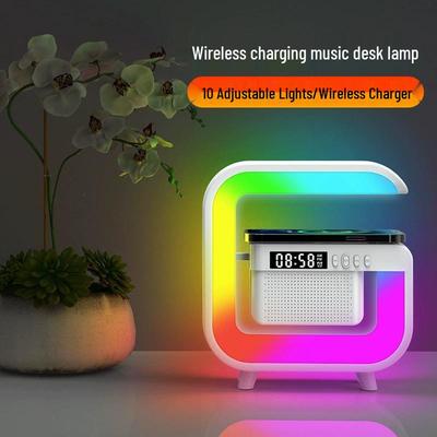 Big G Bluetooth-Lautsprecher 5.3 mit kabellosem Laden, Wecker und Umgebungslicht für Zuhause oder Büro