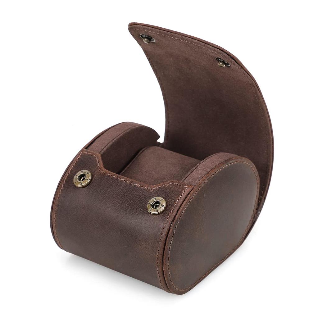 HIRAM Genuine Leather Watch Watch Storage Watch Storage Box for 1 Waterproof and Shockproof Leather Watch Perfect for Travel and Portable Storage