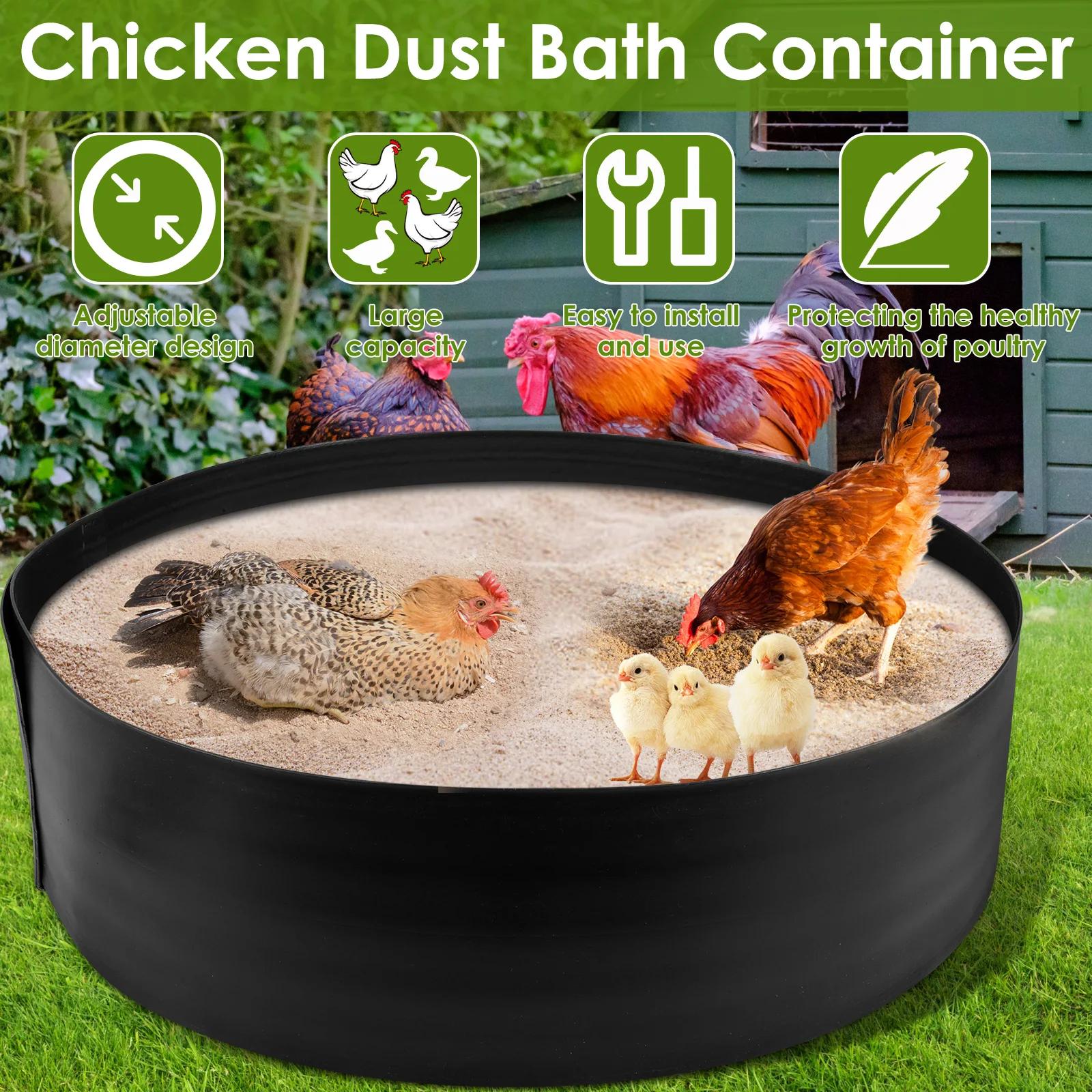 Chicken Dust Bathtub Bottomless PE Chicken Sand Bath Container Adjustable Chick Coop Accessories for Farm Poultry for Chicken nero