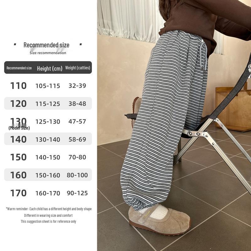 

YOJIA Зима 2025 Спортивные брюки для девочек с флисовой подкладкой - Утепленные детские спортивные штаны 110cm светло-серый