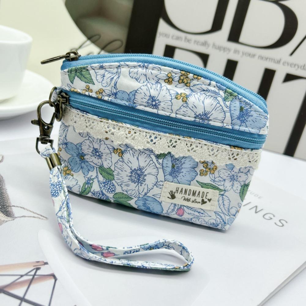 Cute Waterproof Coin Bag Simple Multi-function Purse Short Zipper Wallet синий
