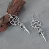 Gothic Skull Crow Pentagram Earrings - Dark Halloween Jewelry